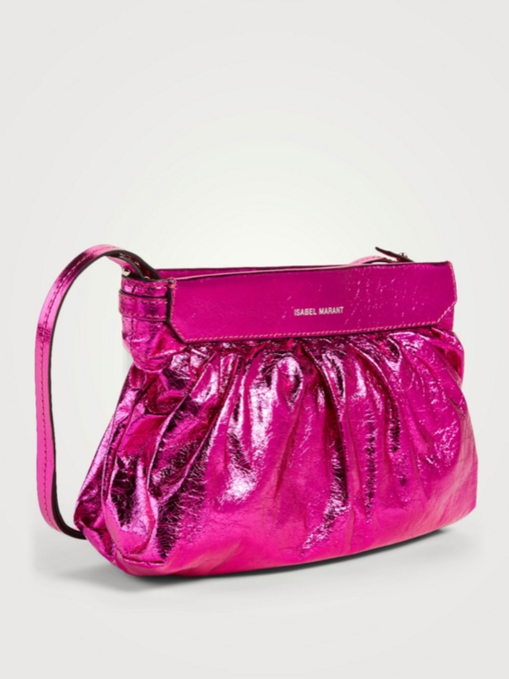 ISABEL MARANT Luzes Metallic Leather  Cross Body Clutch Bag